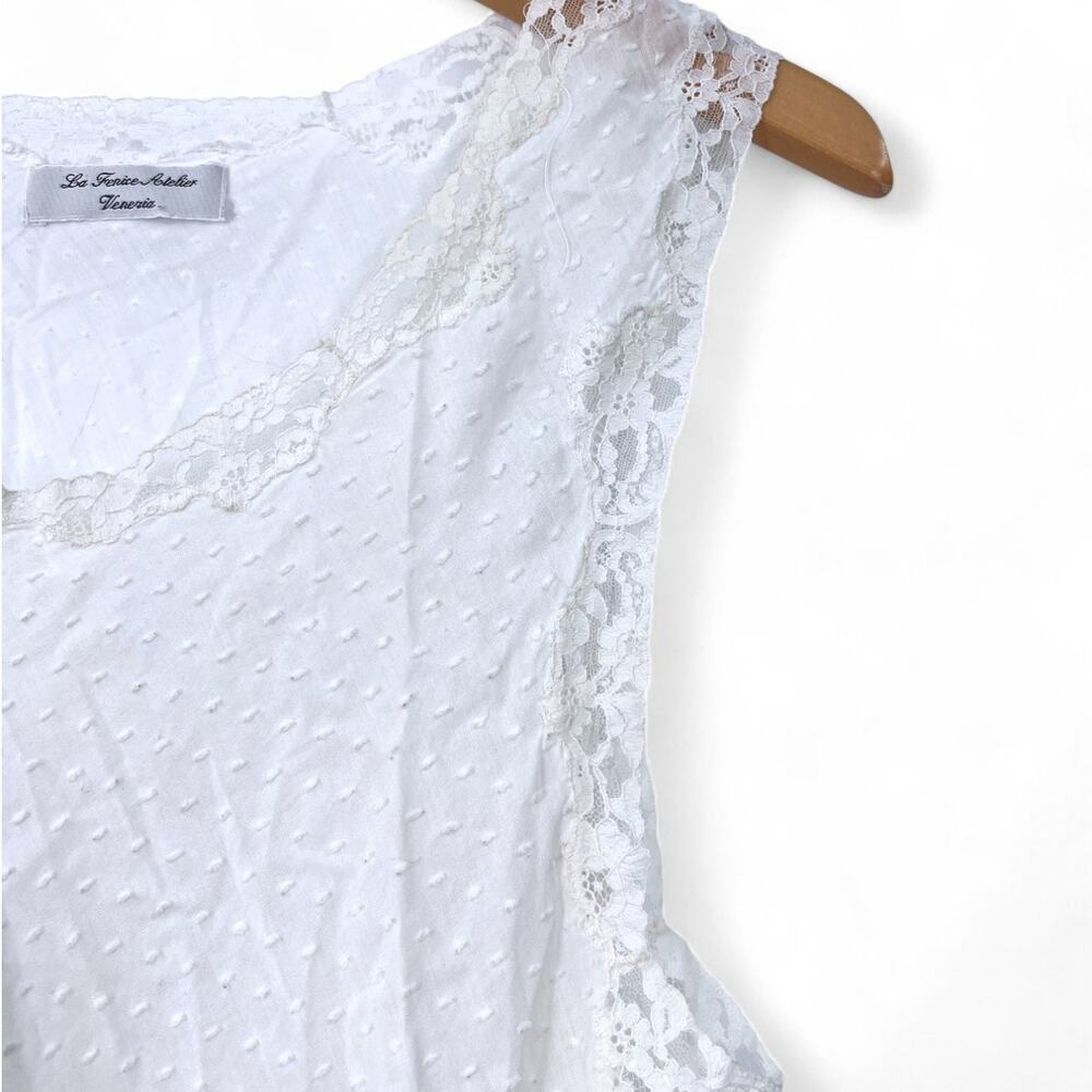 La Fenice Atelier Venezia VINTAGE Lace Trim Swiss Dot Lingerie Slip Nightgown - Picture 3 of 6